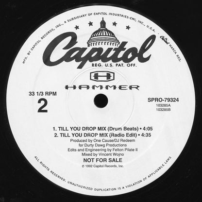 MC Hammer : Till You Drop Mix (12", Promo)