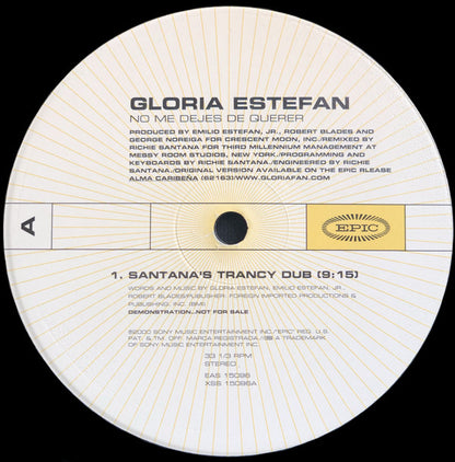 Gloria Estefan : No Me Dejes De Querer (12", Single, Promo)