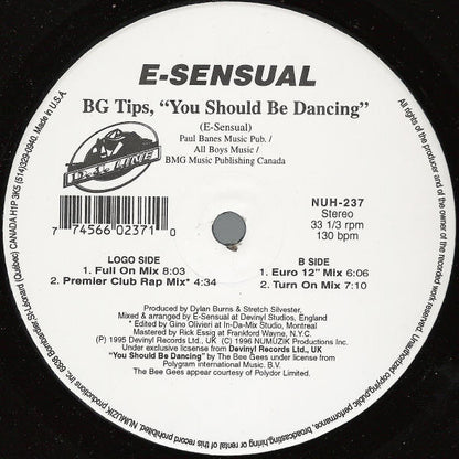 E-Sensual : BG Tips, "You Should Be Dancing" (12")