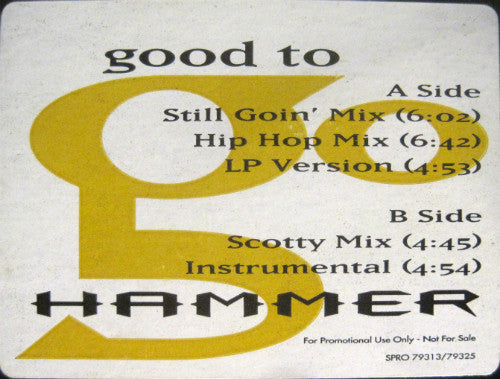 MC Hammer : Good To Go (12", Promo)