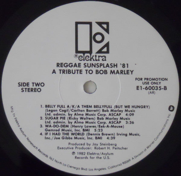 Various : Reggae Sunsplash '81 A Tribute To Bob Marley (2xLP, Album, Promo, All)