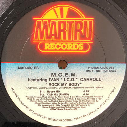 M.G.E.M. Featuring Ivan "I.C.D." Carroll : Rock My Body (12", Promo)